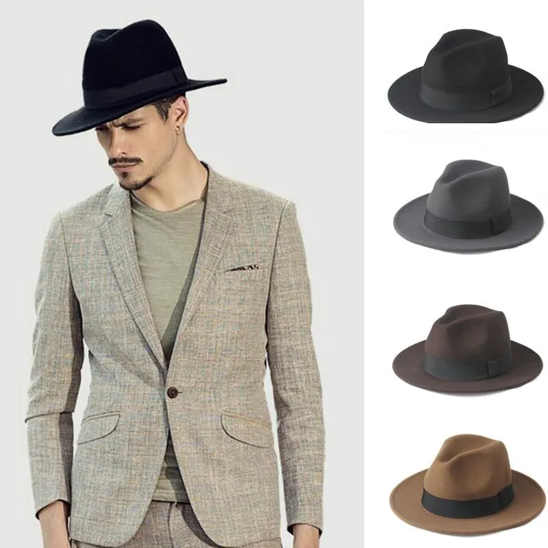Bredbremmede hatter, 2 store størrelser, 100 % ull, filt, trilby, fedorahatt for herre, cloche, panama, sombrero, størrelse 56–58_voghion.com