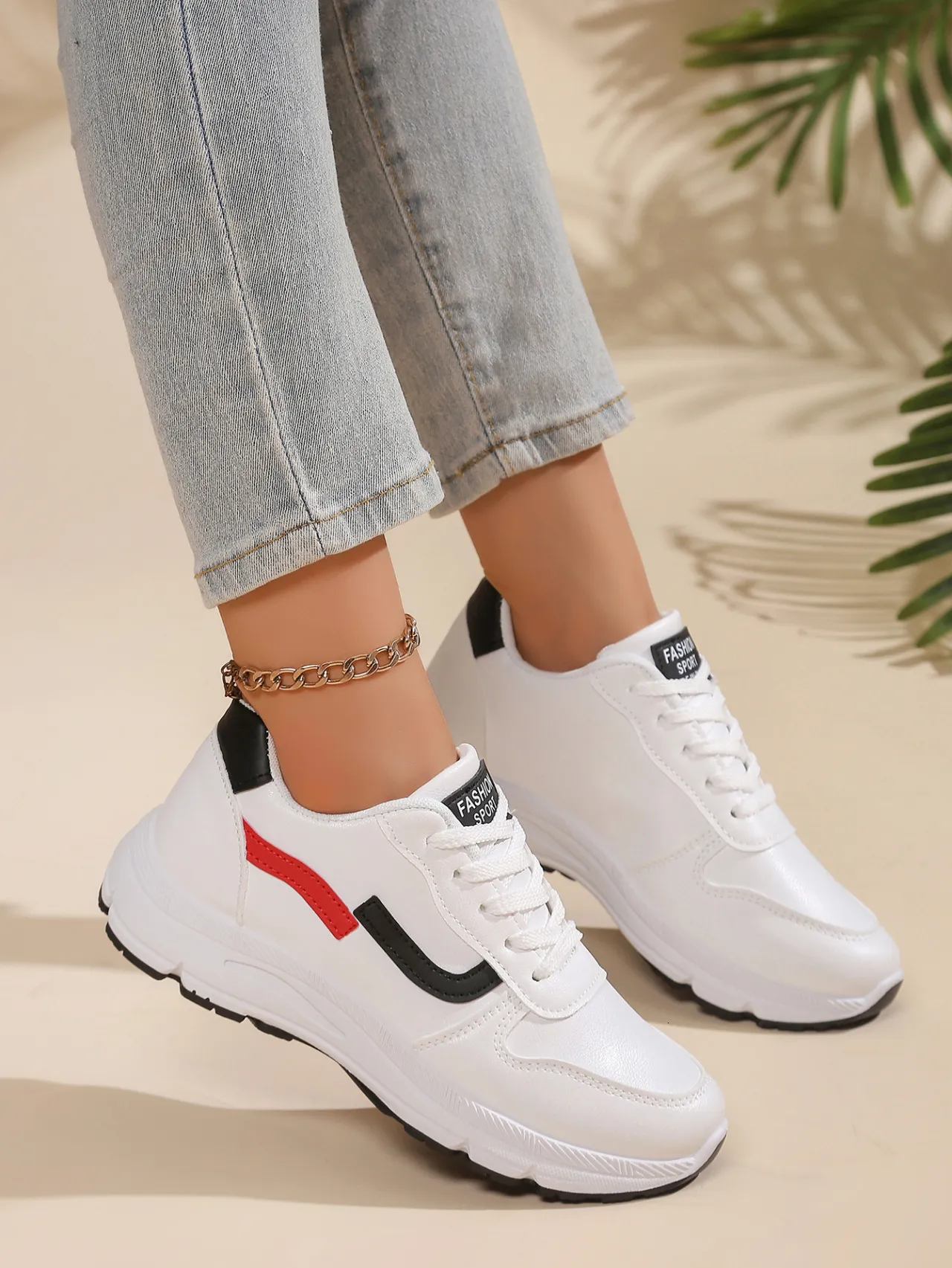 Sport per donne, scarpe casual da corsa in pelle da studentesse, autunno 2024, scarpe da viaggio bianche_voghion.com
