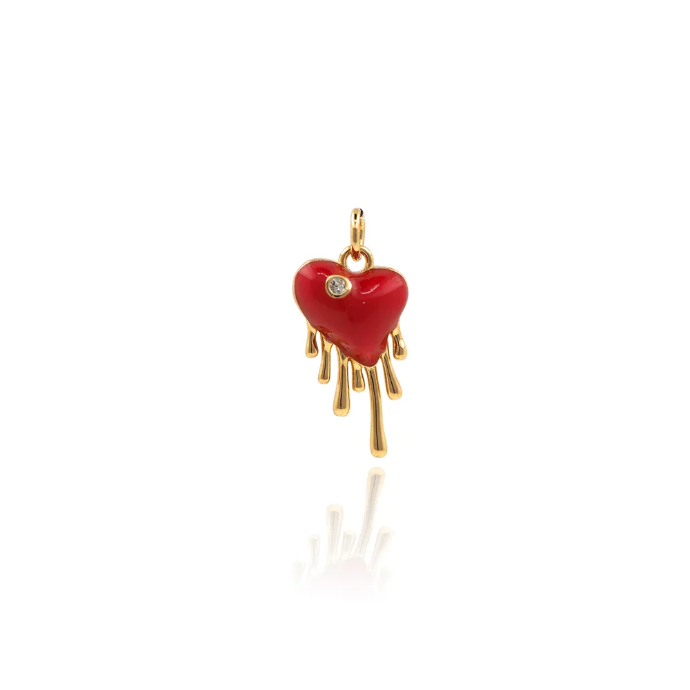 Pendentif cœur émaillé charm pour collier plaqué or_voghion.com