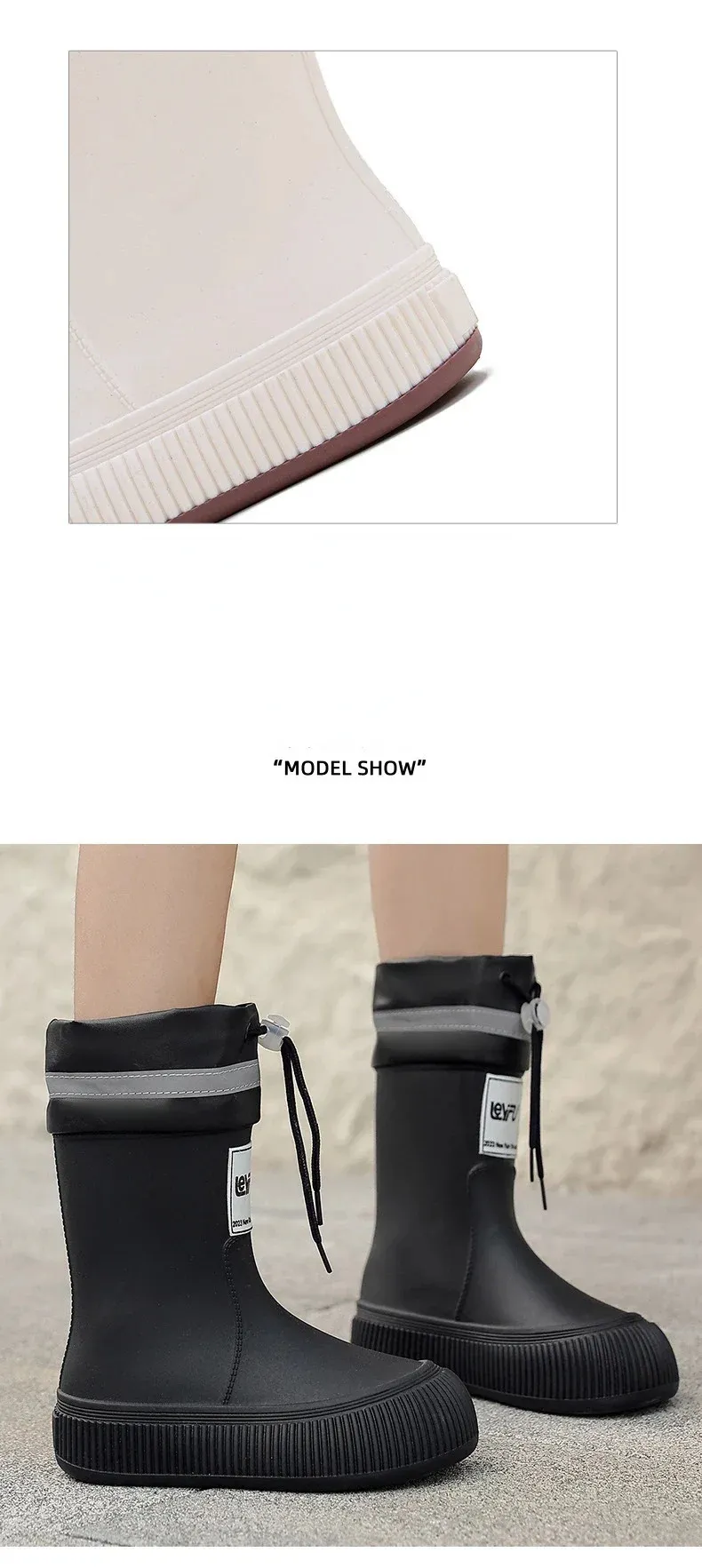 Stivali da pioggia antiscivolo, alla moda, leggeri, morbidi, da pesca all'aperto, suola spessa, impermeabili, alla moda, comodi 2024 240704_voghion.com