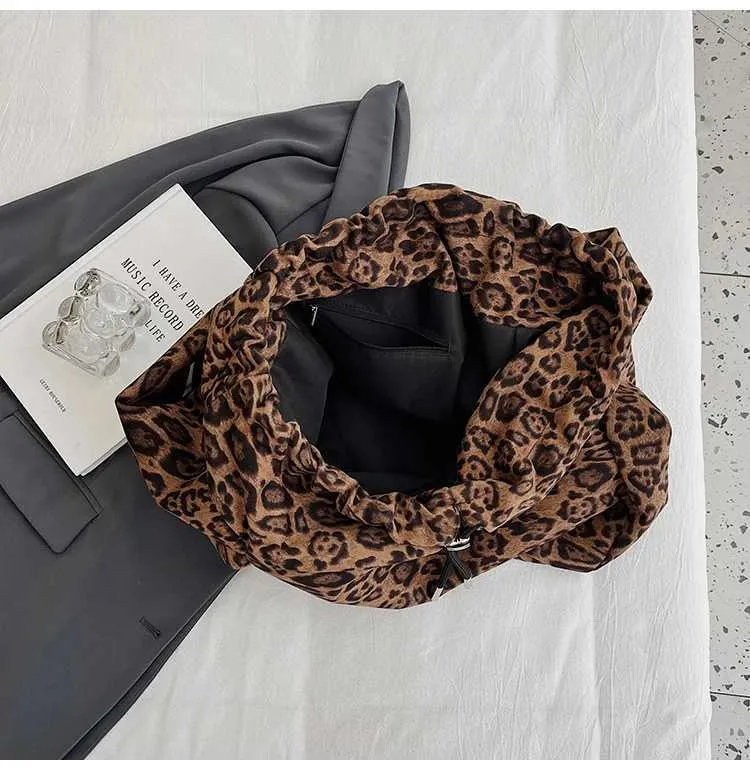 Grande leopardo Hobo donne moda tessuto spalla stile coreano grandi pacchetti nuovo nel 2024 inverno borse shopper casual_voghion.com