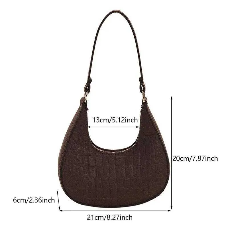 Crescent Shoulder Bag For Women Felt Armpit Handbag Elegant_voghion.com