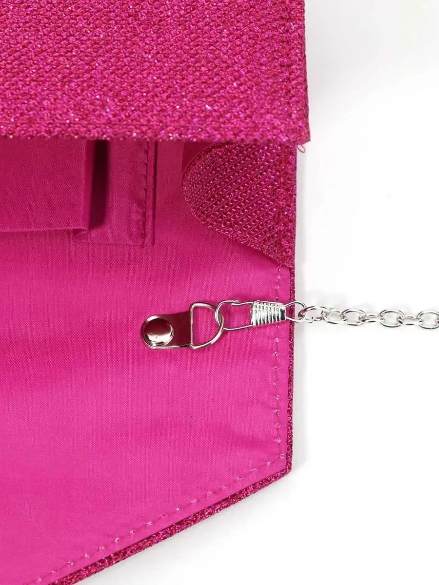 Womens envelope evening chain shoulder bag shiny sier long wallet womens wedding party clutch mini handbag Y241019_voghion.com