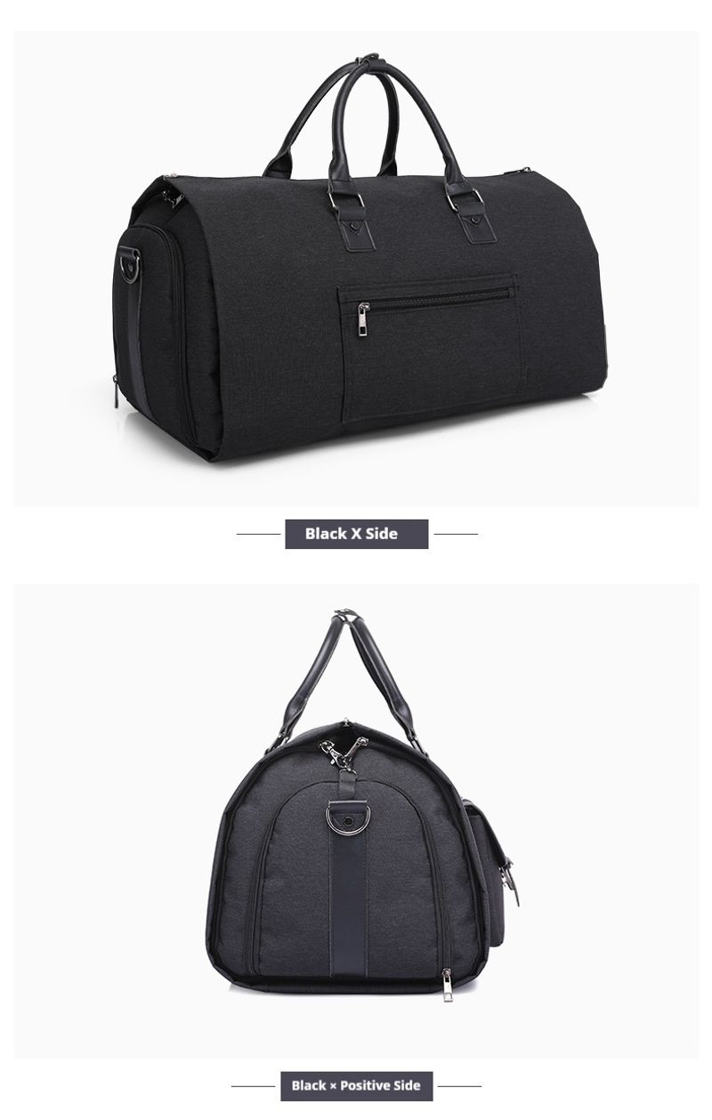 Schwarze neue faltbare Aufbewahrungsreisetasche mit großem Fassungsvermögen, modische wasserdichte Fiesstasche,_voghion.com