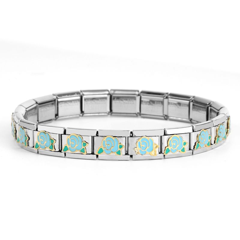 Pulsera DIY con corona de perlas de gallo arcoíris, módulo universal de acero inoxidable de 9 mm, estilo nórdico italiano_voghion.com