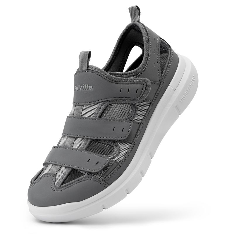 FitVille Herrsandaler Breddade Diabetes Herr Fritidsskor Lätta för Plantar Fasciitis Bågstöd Lindring Smärta_voghion.com