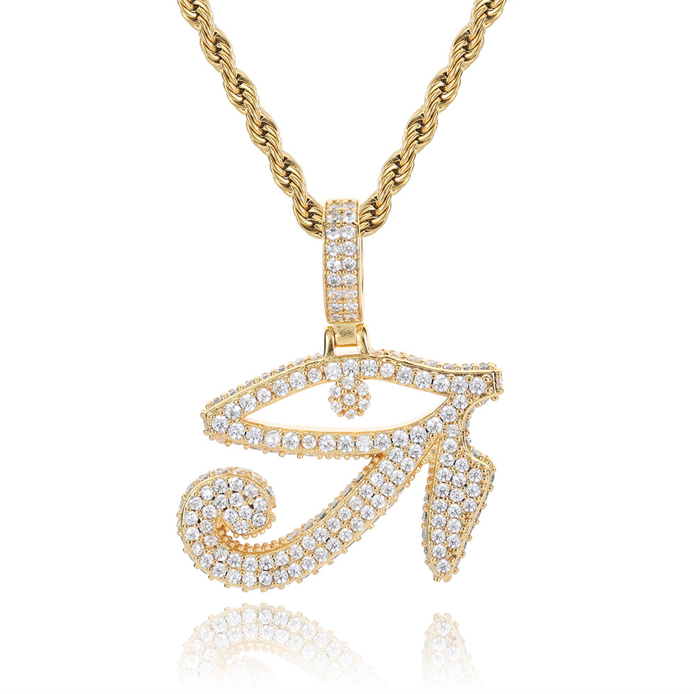 Collares de cadena con símbolo del ojo de Horus, colgante de cobre con incrustaciones de circonita, accesorios de collar con colgante de estilo hip hop