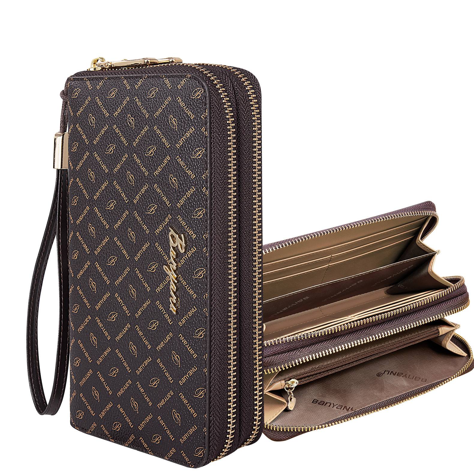 Women's Bags Leather Goods Factory Women's Wallet, Large Capacity Long Double Zipper Multifunctional Leather Wallet/Clutch_voghion.com