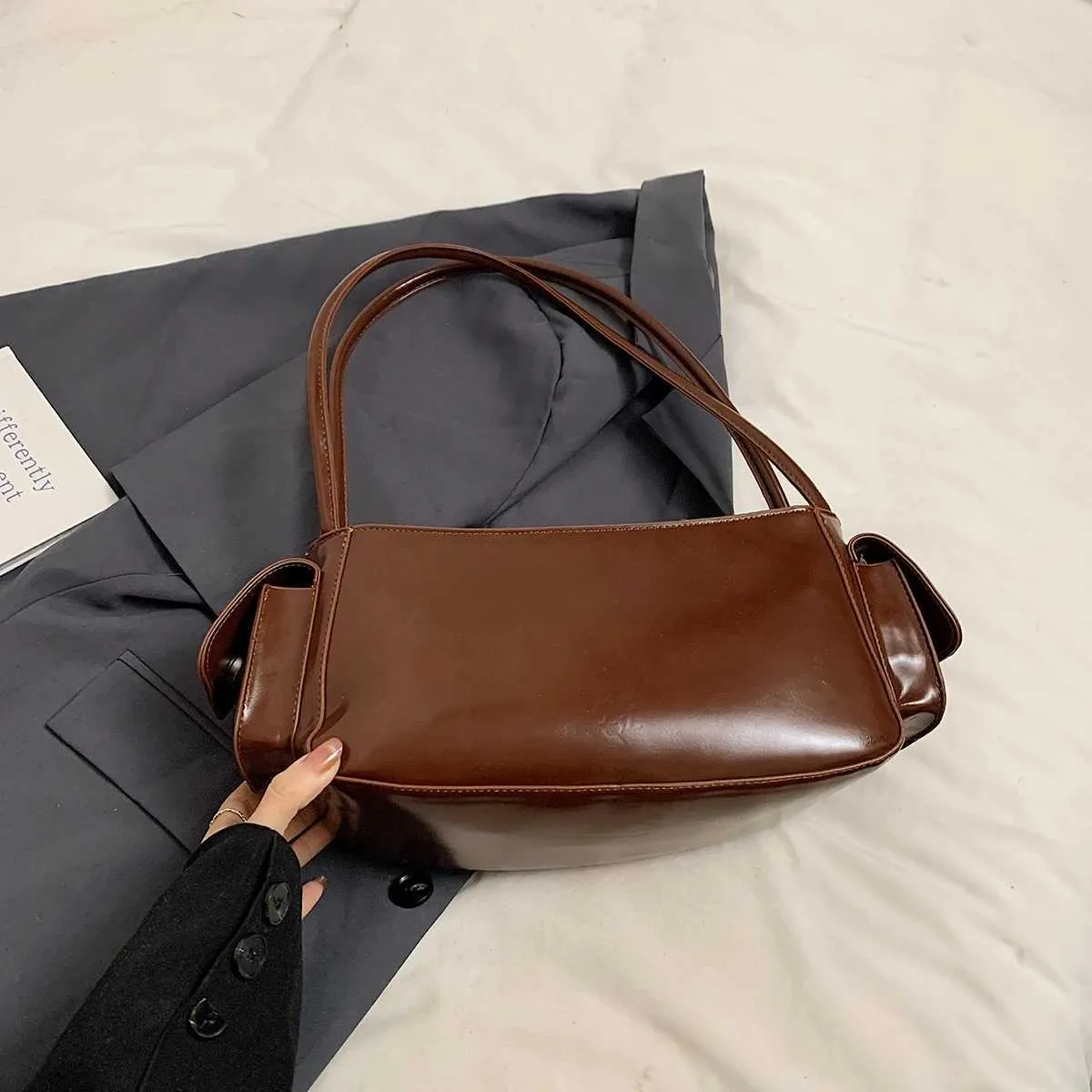 LEFTSIDE Petit sac à bandoulière en cuir PU à double poche pour sous-vêtements 2024 Y2K Nouveau sac à main et portefeuille pour femme Y241216_voghion.com