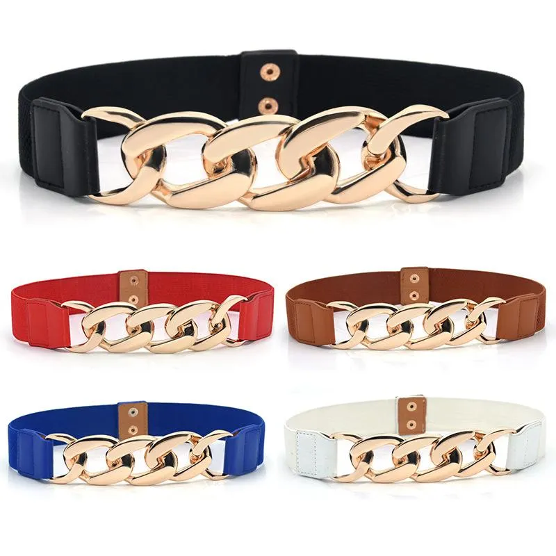 Ceintures chaîne en or ceinture élastique Sier taille en métal pour femmes Ceiture Femme Stretch Cummerbunds dames manteau ceinture_voghion.com
