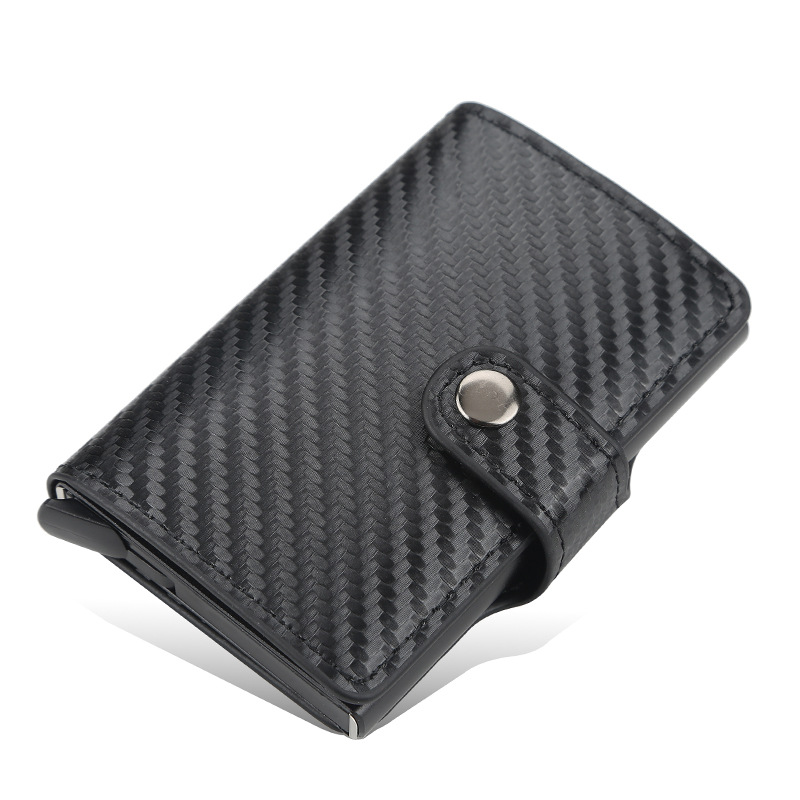 Portatarjetas baellerryRFID para hombre, tarjetero antimagnético con ranura para múltiples tarjetas y hebilla, tarjetero automático para mujer_voghion.com