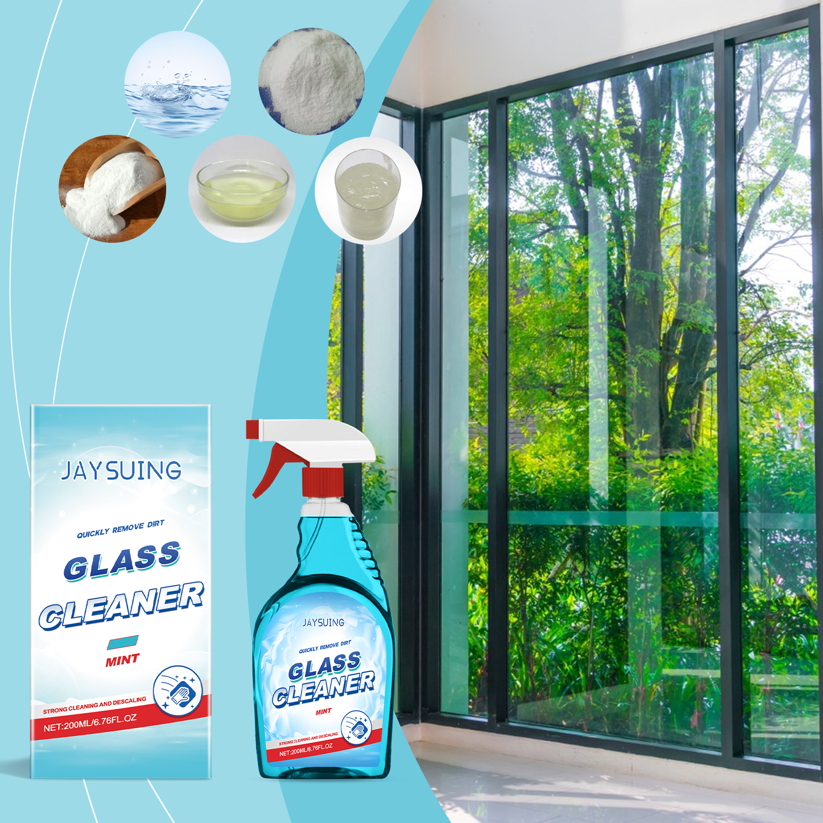 Jaysuing Peppermint Glass Decontamination Cleaner Removes Oil And Dust To Clean Stained Glass Crystal Clear_voghion.com