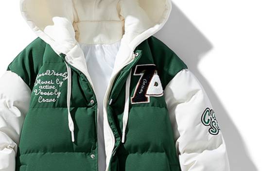 Unisex-Steppjacke mit abnehmbarer Kapuze – Wintertauglicher Baseball-Stil mit Farbblockdesign_voghion.com