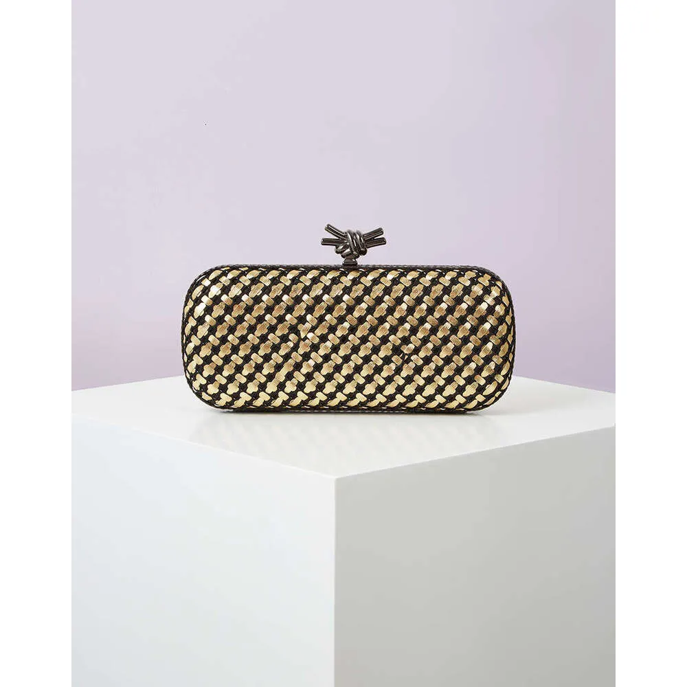 Gold Evening Clutch Bag For Women Leather And Bright E Woven Purse Elegant Ladies Metal Knot Party Handbag Bolsas_voghion.com