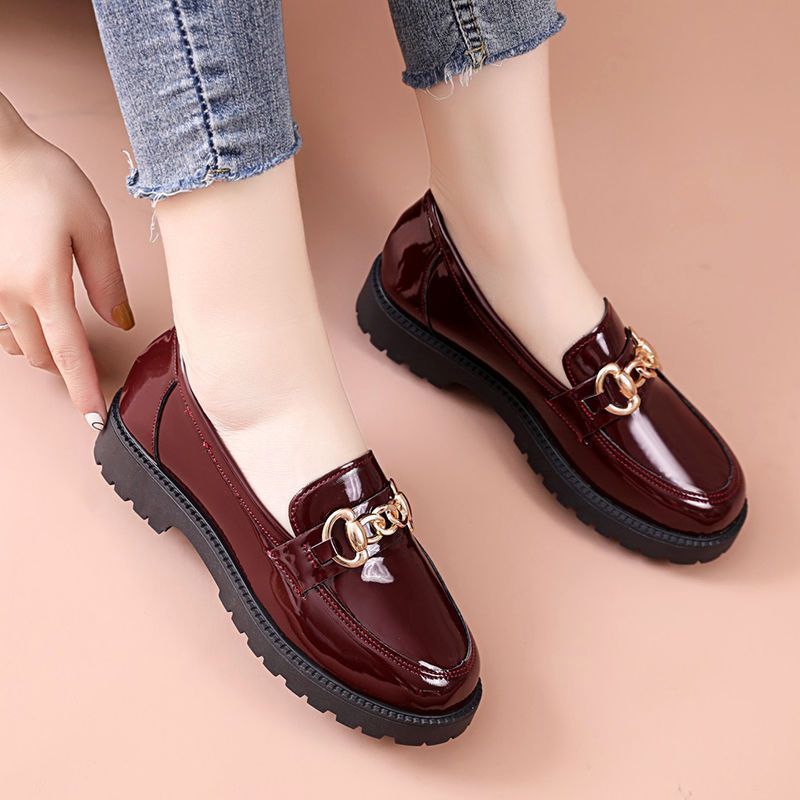 New single shoe women's versatile fashion uniform spring and autumn 2023 thick sole loafers, British style small leather_voghion.com