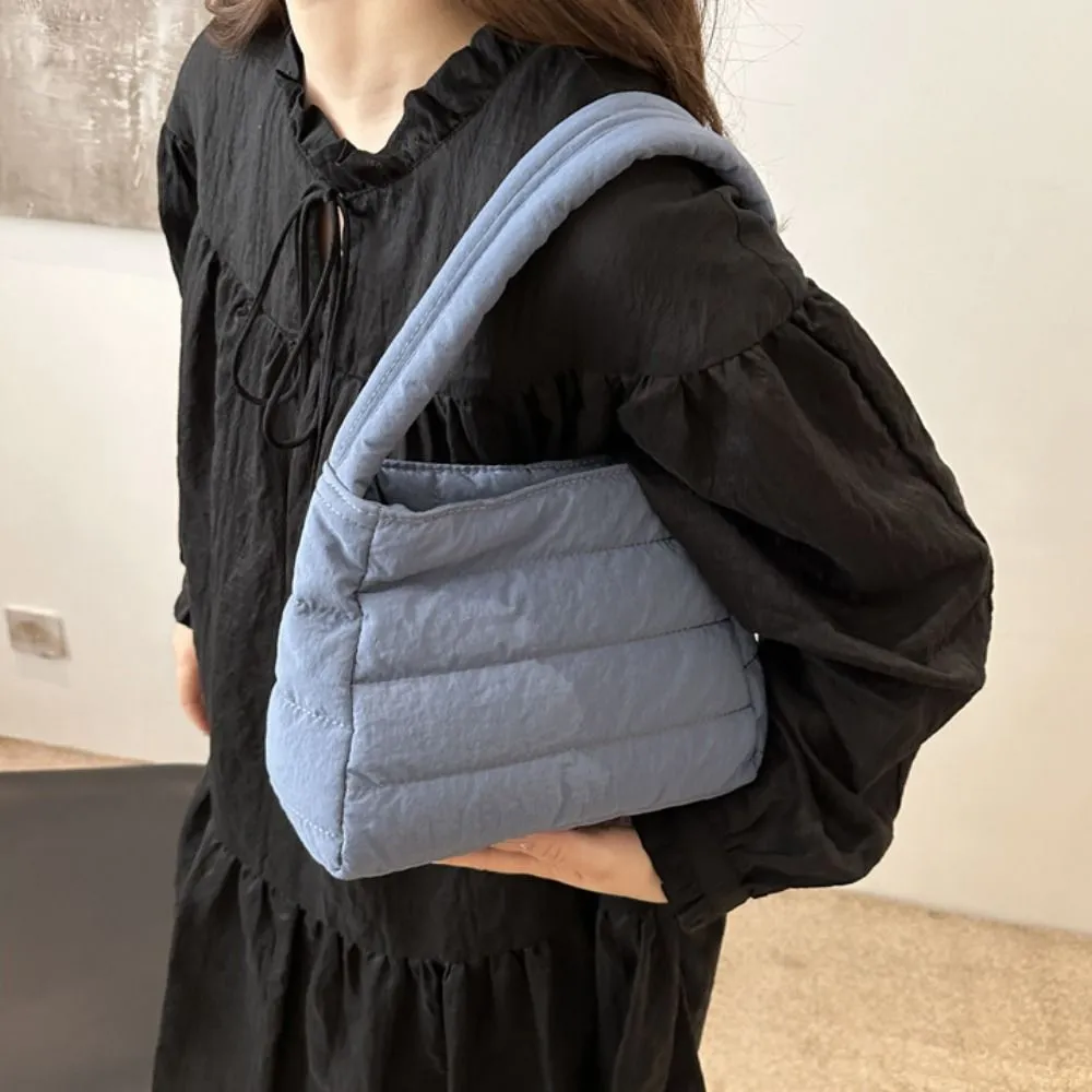 Borsa a tracolla imbottita quadrata trapuntata in nylon con spallacci larghi, imbottita sottobraccio, leggera in tela, borsa a mano per la scuola_voghion.com