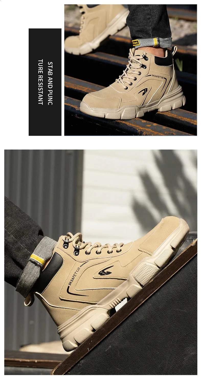 Bottes de sécurité d'hiver en cuir noir pour hommes, chaussures de travail imperméables et anti-pression, embout en acier indestructible_voghion.com