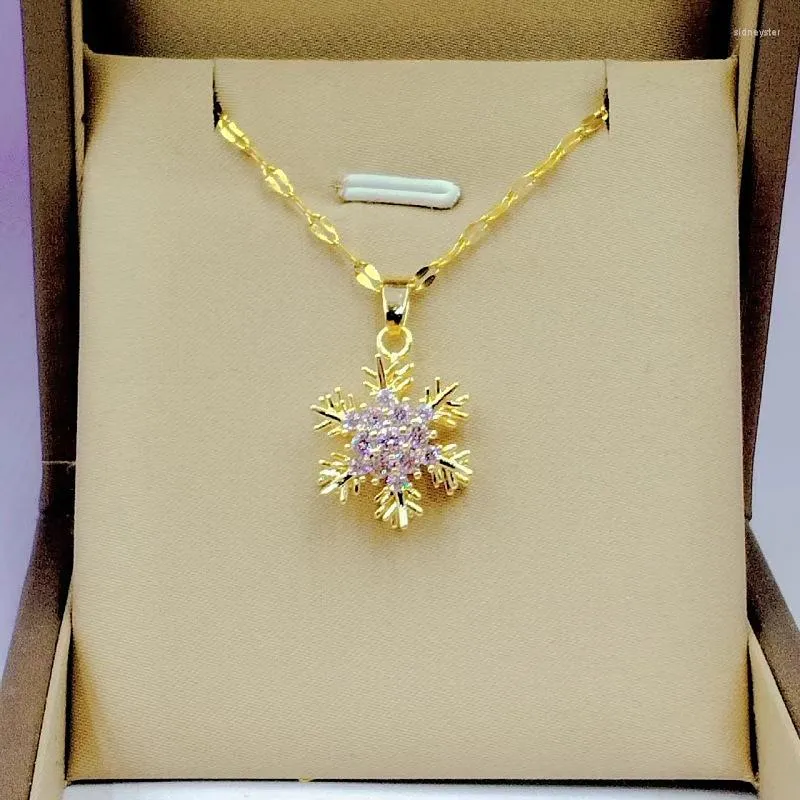 Chains Rotable Snowflake Necklace For Women Fashionable Collarbone Chain Choker One Piece Jewelry_voghion.com