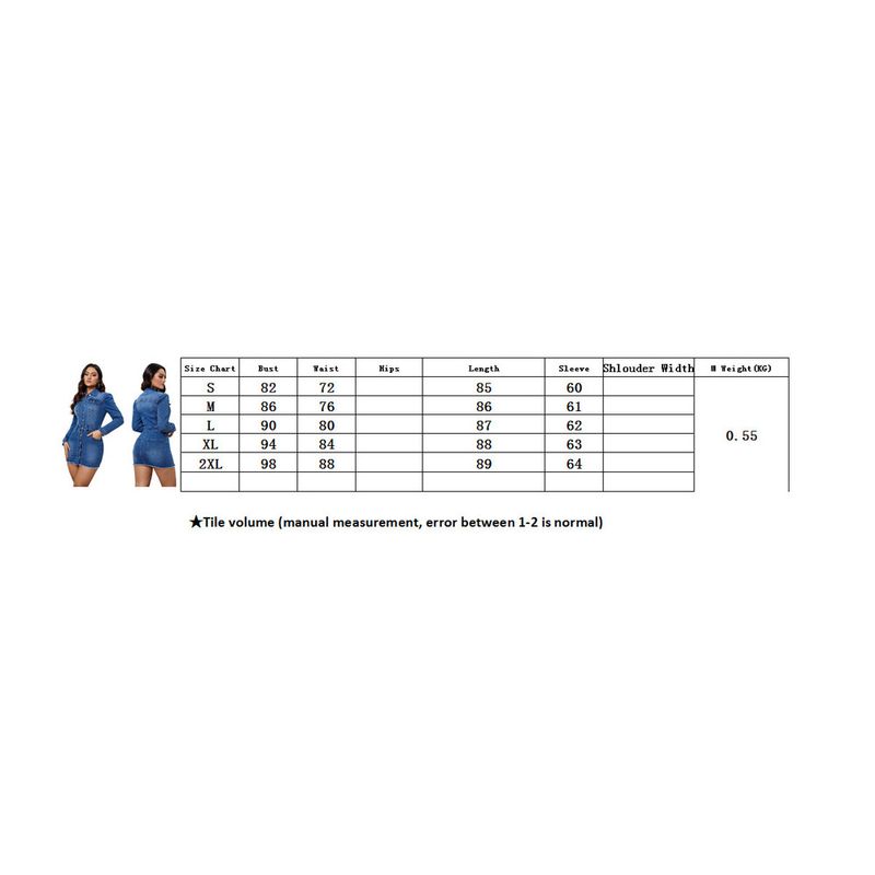 sexy fashionable women's long sleeved Waist and hip slimming jumpsuit denim skirt_voghion.com