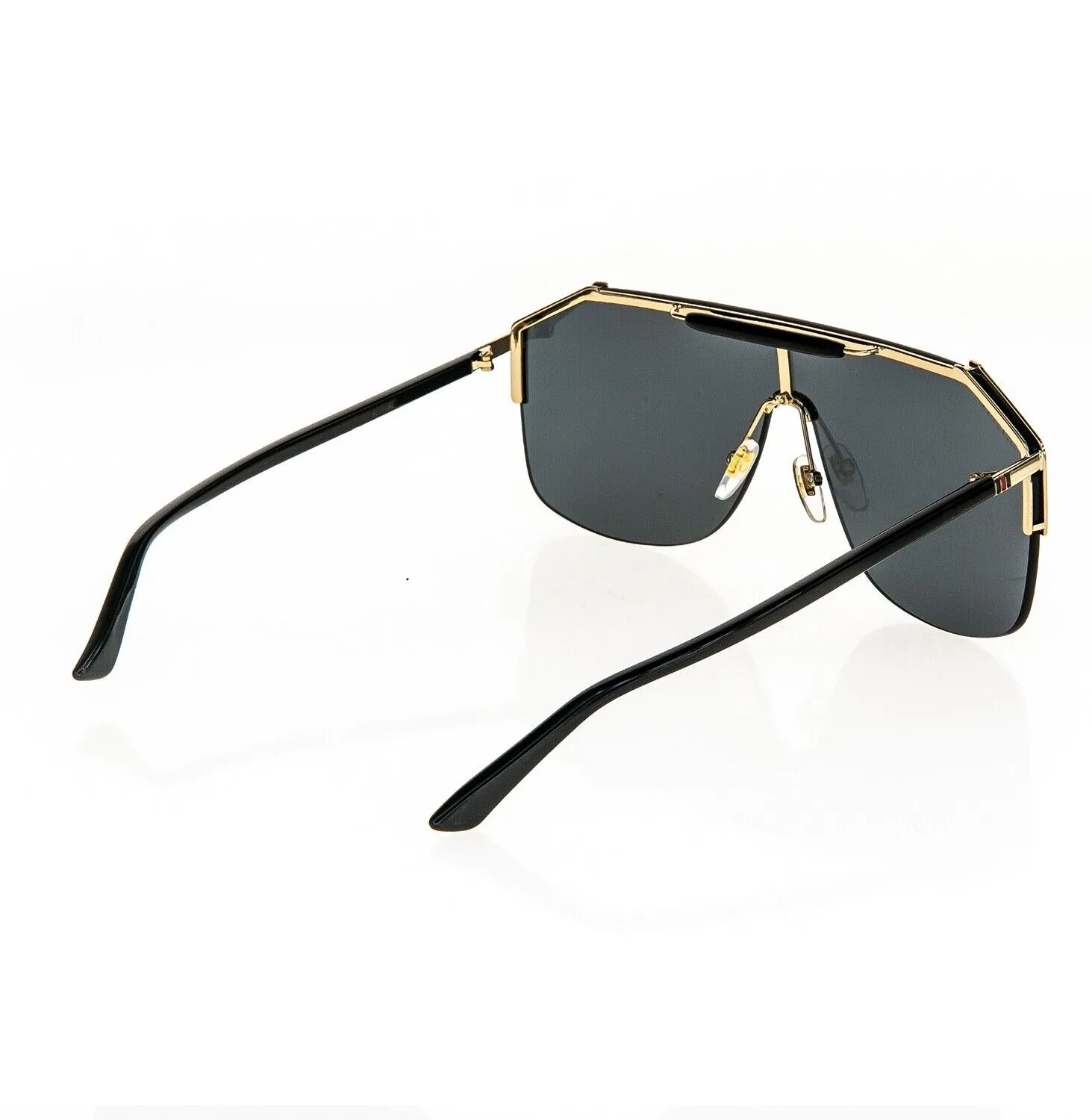 Stilista di moda per donna Uomo Rettangolo Nero / Oro 0291 Unisex Oversize Maschera Pilot Shield Occhiali da sole Veet Case_voghion.com