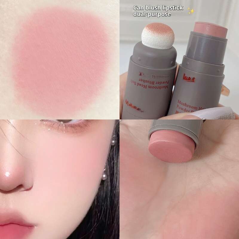 Die Pilzkopffarbe ist weich und leicht aufzutragen, fein und nicht glänzend, Rouge-Weiß, natürlicher Cremepuder-Rouge-Stick_voghion.com