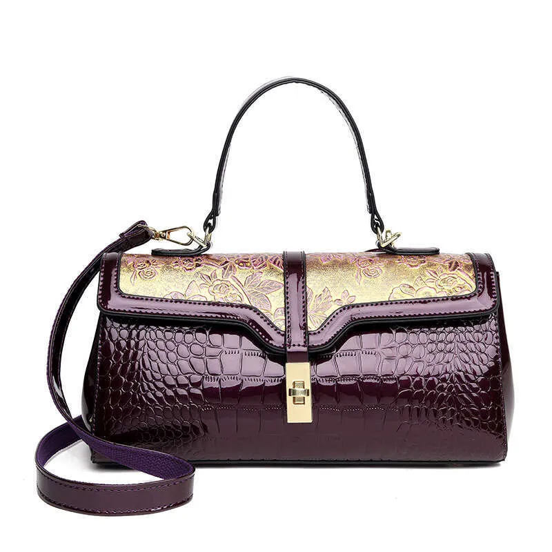 Borsa a tracolla grande capacità da donna con motivo coccodrillo, borsa alla moda, borsa a tracolla monospalla di alta qualità_voghion.com