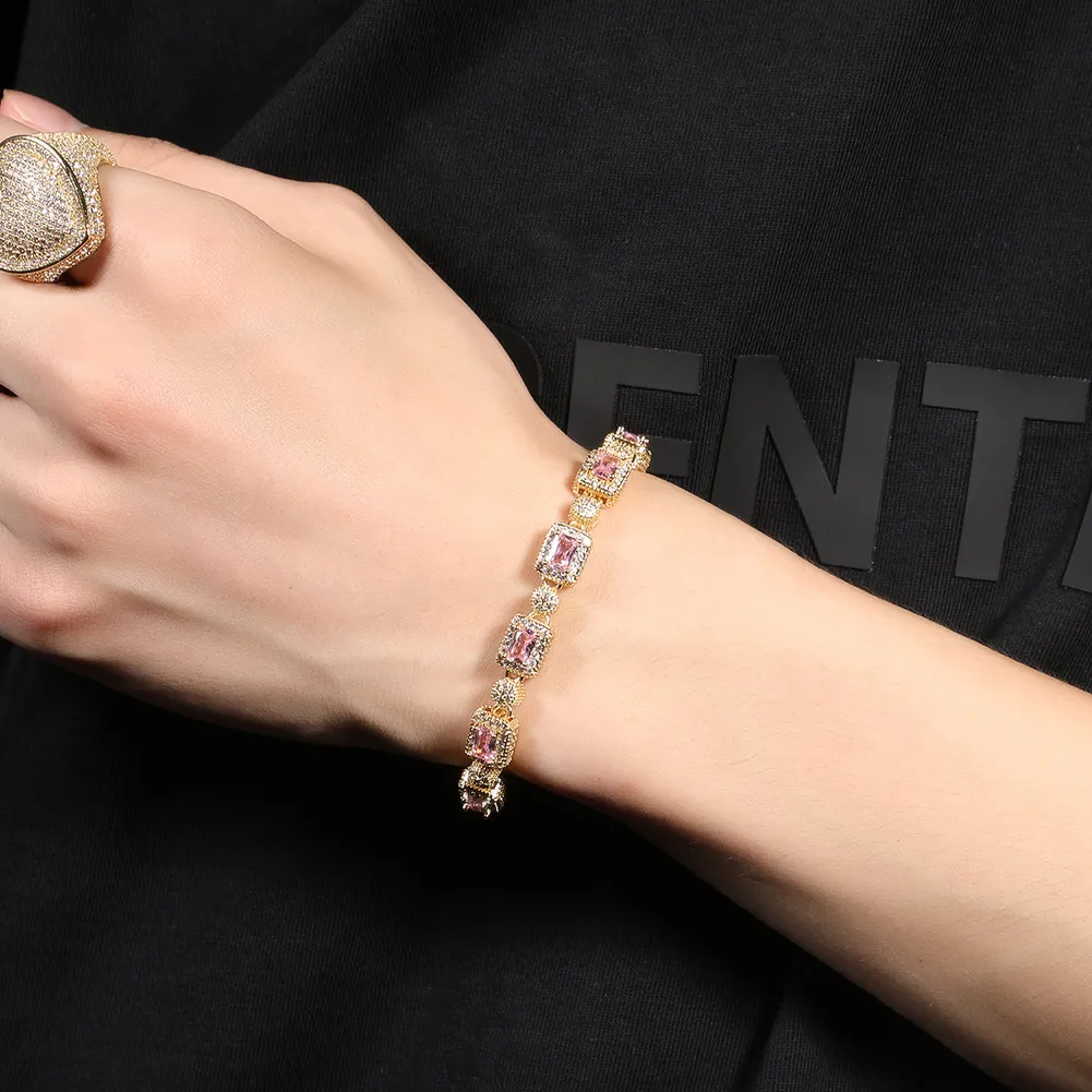 Hip Hop Koper Ingelegd Roze Zirkoon Tennis Armband Mannen Vrouwen Dia Gemengd 7inch 8inch Kristal Armbanden Sieraden Accessoires_voghion.com