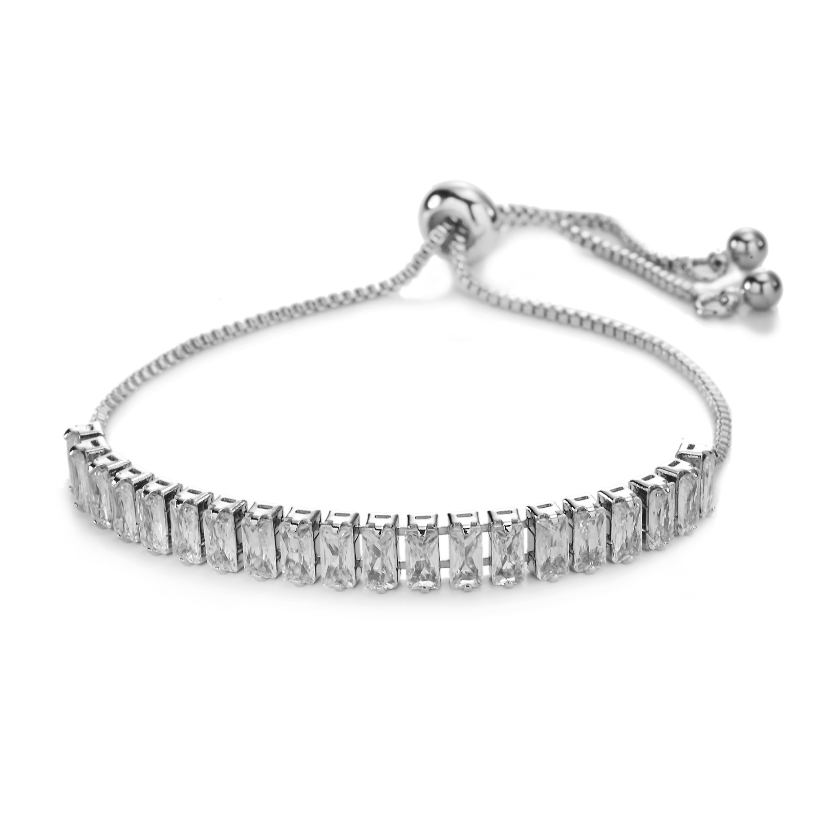 Hip Hop Single Row Full Diamond Tennis Chain Copper Set Rectangular Zircon 2.5 * 5 Bracelet Fashion Brand Jewelry_voghion.com