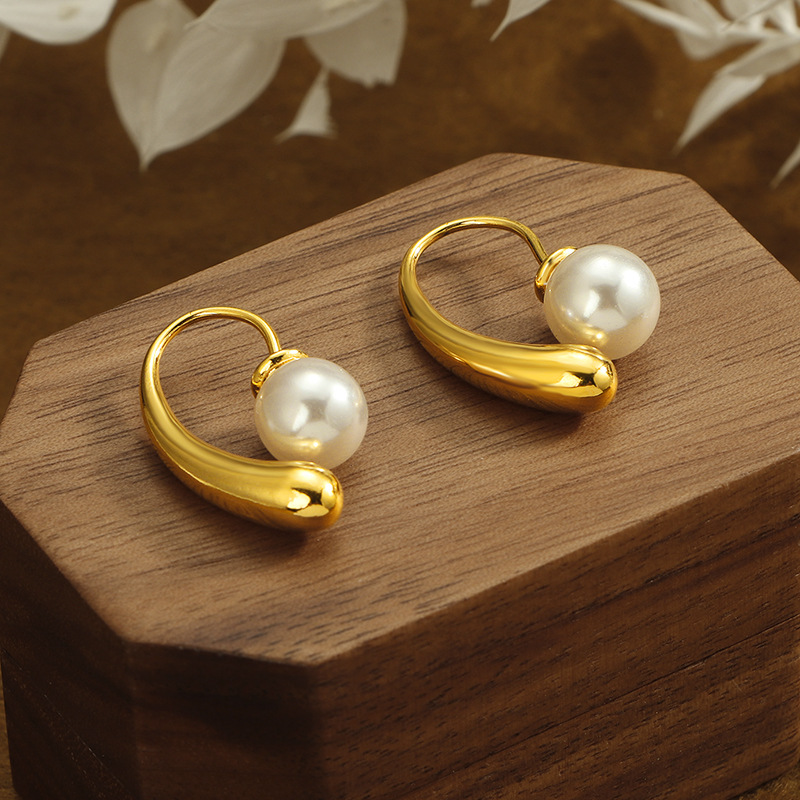 French Pearl Drop Ear Hook Niche Design Unique Pearl Earrings Earrings Earrings