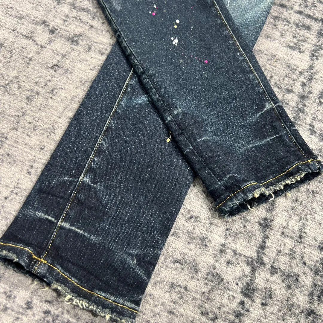 Fashion Men Designer Mens Skinny Jeans Denim Pant Distressed Ripped Biker Black Blue Jean Slim Fit Motorcycle_mkmklike.com