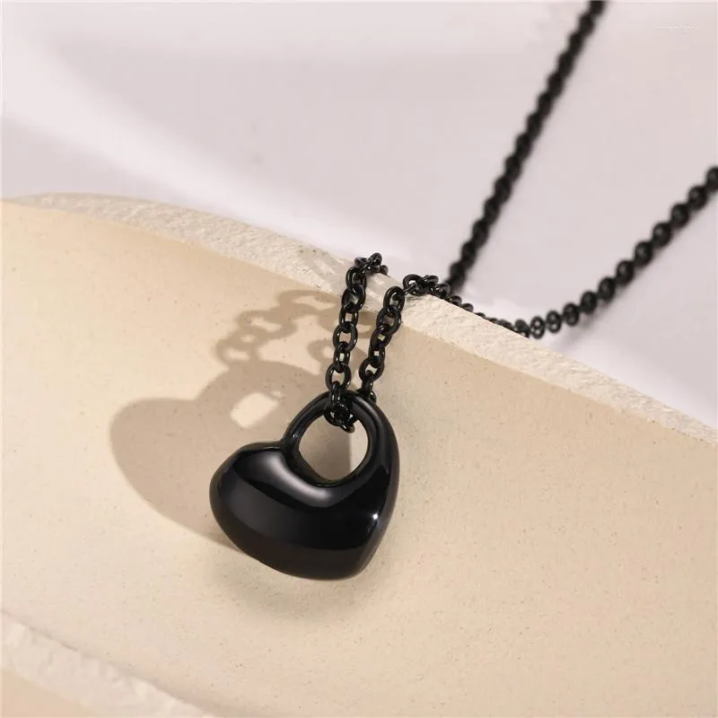 Collier avec pendentif en forme de cœur en forme d'urne en acier inoxydable 316L pour femme, chaîne KOTiK Fashion, couleur noir, or et argent_voghion.com