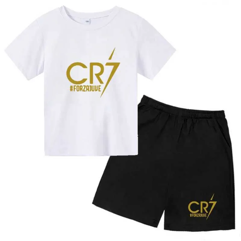 Summer Kid Boy Clothes Set Children Girls Football CR7 Star Printed T-shirts And Shorts 2 Pieces Suit Topm Bottom_voghion.com