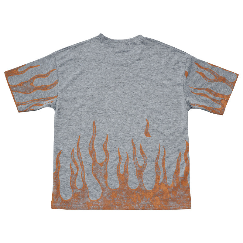 Nowy letni męski zestaw spodenek sportowych z krótkim rękawem z nadrukiem Flame Series_voghion.com