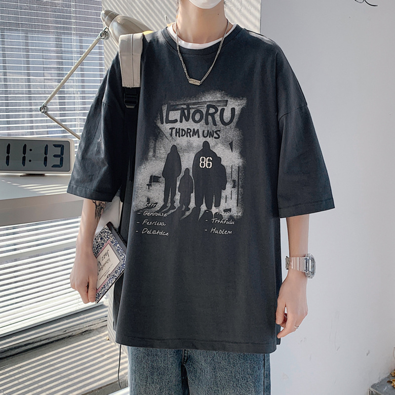 American short for men’s summer wear, new Korean version trendy brand versatile half sleeved clothes, ins loose fitting