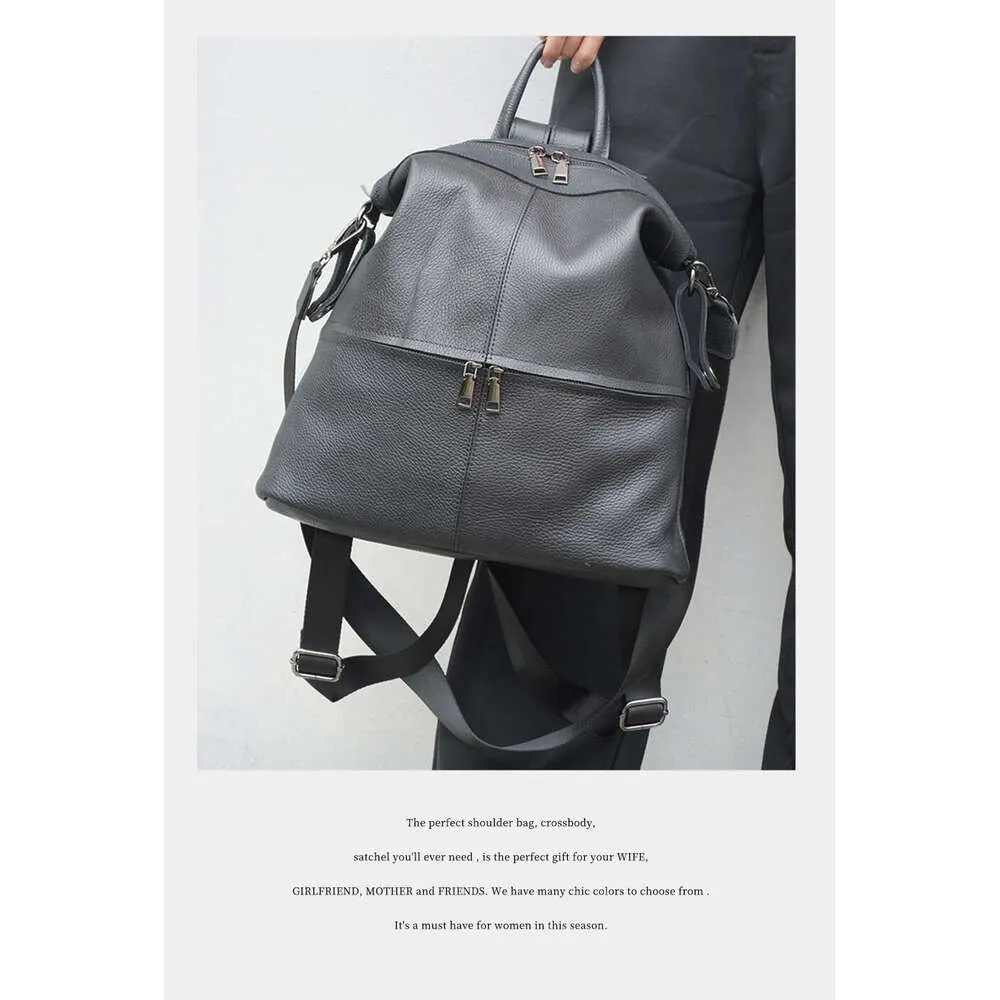 Zaino da viaggio classico in vera pelle da donna Zency, grande capacità, per iPad, A4, laptop, borsa a tracolla da donna con_voghion.com