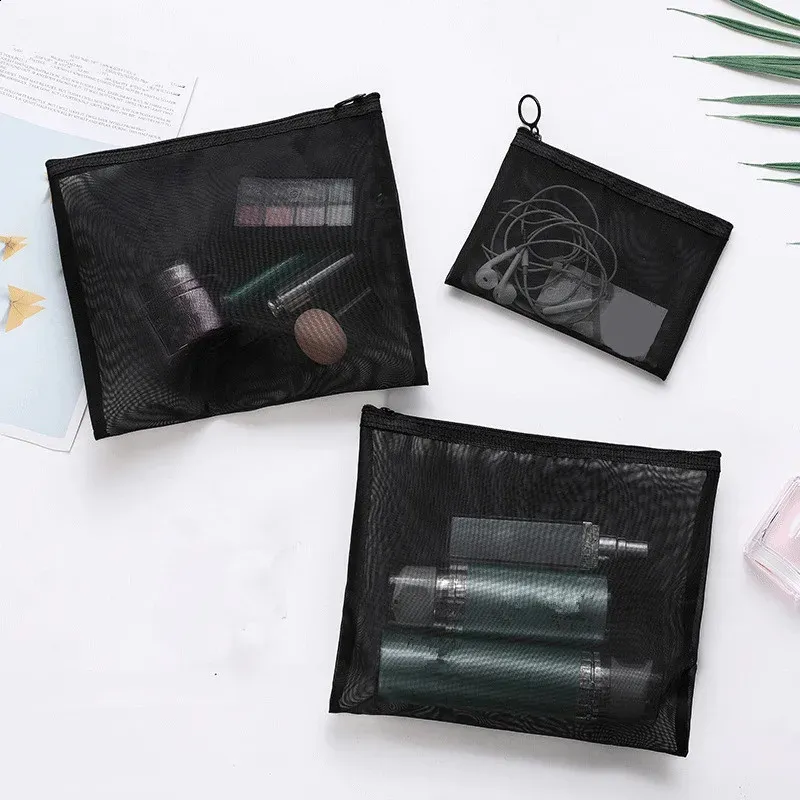1 trousse de toilette noire pour femme, trousse de toilette transparente, trousse de maquillage, pochette de lavage, petite et grande taille_voghion.com