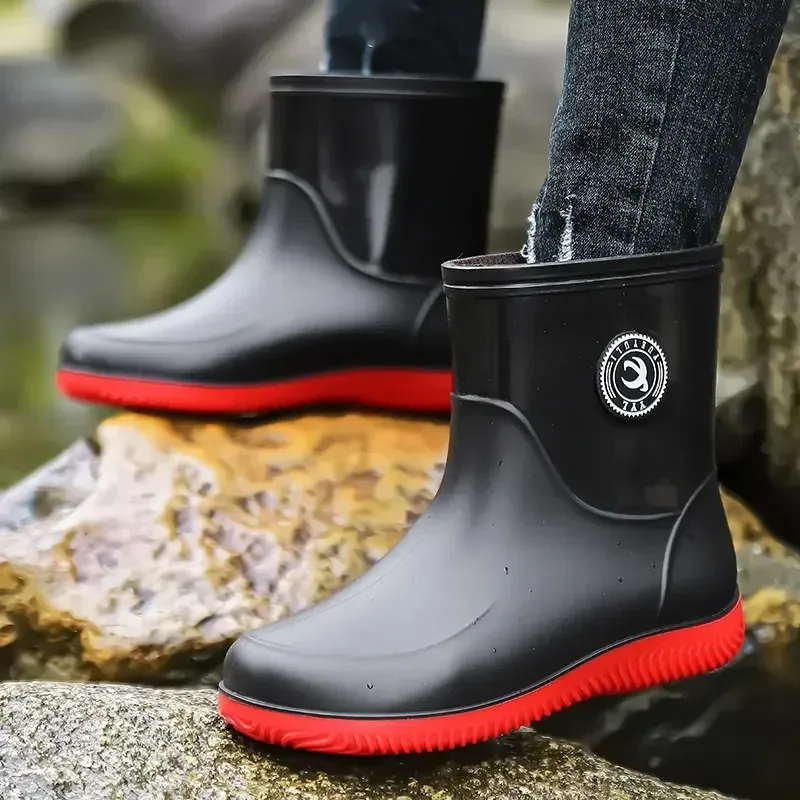 Botas de chuva de borracha impermeáveis para pesca e casual_voghion.com