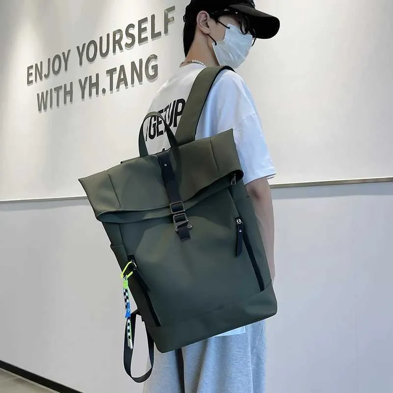 Damen Freizeit Großer Rucksack Männer Laptoptasche Ladys Nylon Roll Top Männlich Reisetasche Port Schulrucksäcke Für Teenager_voghion.com