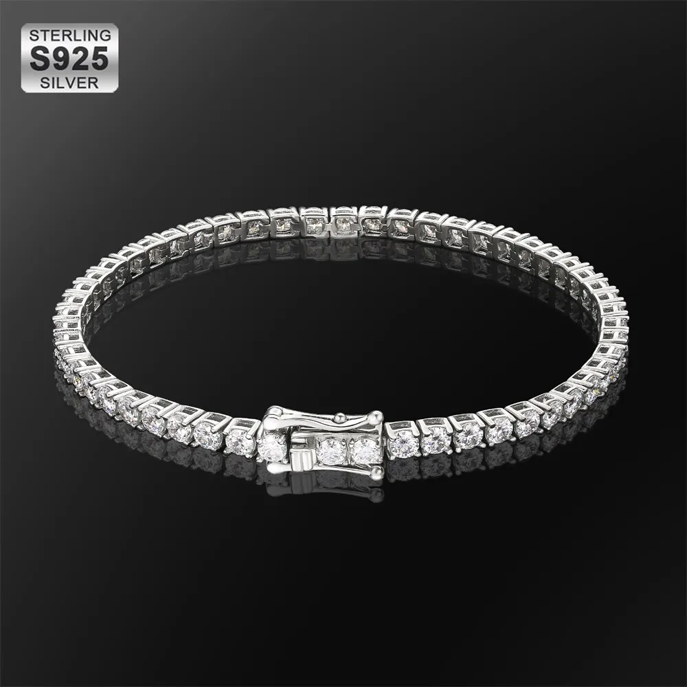 KRKC Gioielli Pregiati in Argento Sterling D VVS1 Dia Collane con Catena Tennis in Moissanite Bracciali per Uomo e Donna_voghion.com