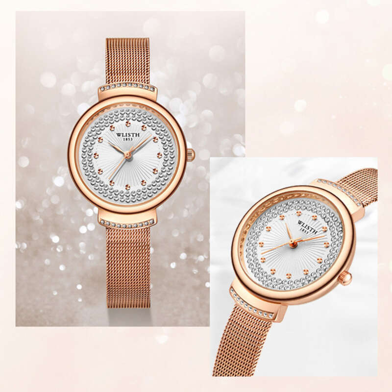 Woolis Marka Kadın Moda Elmas Örgü Bant Su Geçirmez Emniyet Tokalı Saat_voghion.com