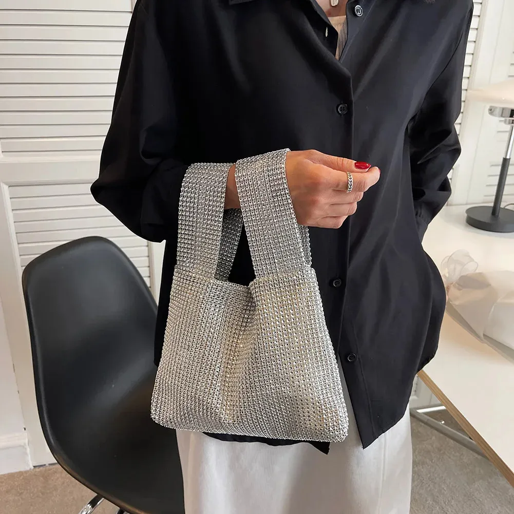 Sera per le donne piccola tote cristallo BG frizione borsa con manico superiore moda glitter signora cena festa borsa borse 241212_voghion.com