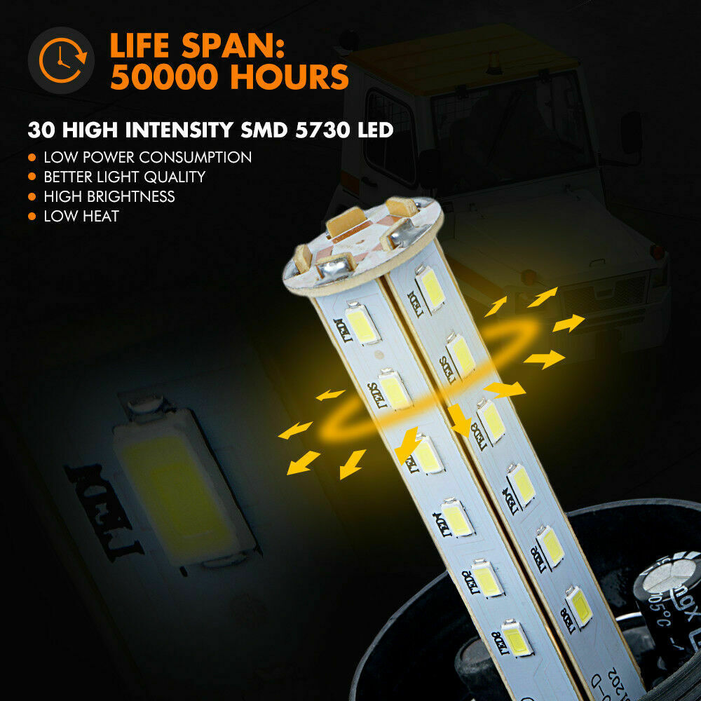 12 24V 48v 60 80v Daach 30 LED hell Stroboskopluucht Noutfall Warnblëtzluucht fir Gabelstapler Amber Blo Rout_voghion.com