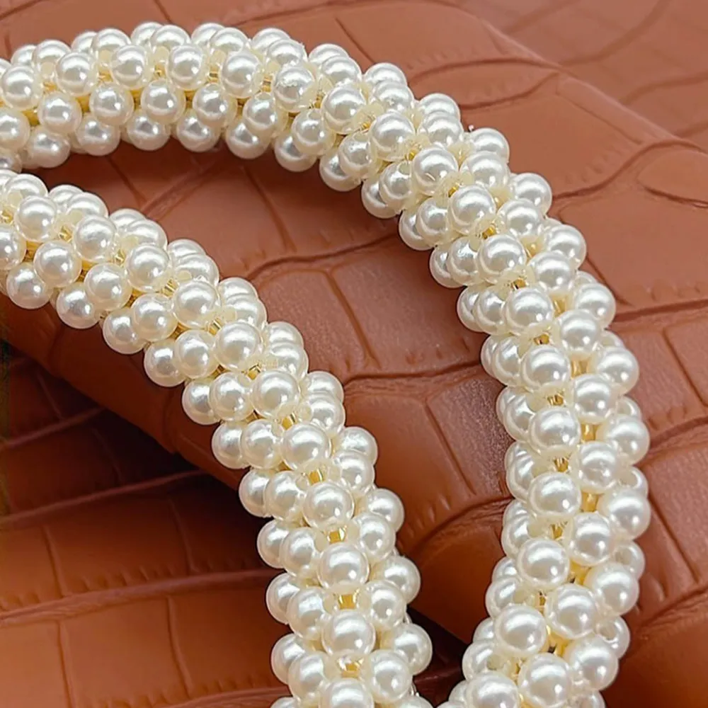 2pcs High-grade Purse Pearl Replacement Round Handle Clutch Handbag Handles DIY Handmade Crochet Bag Accessories_voghion.com