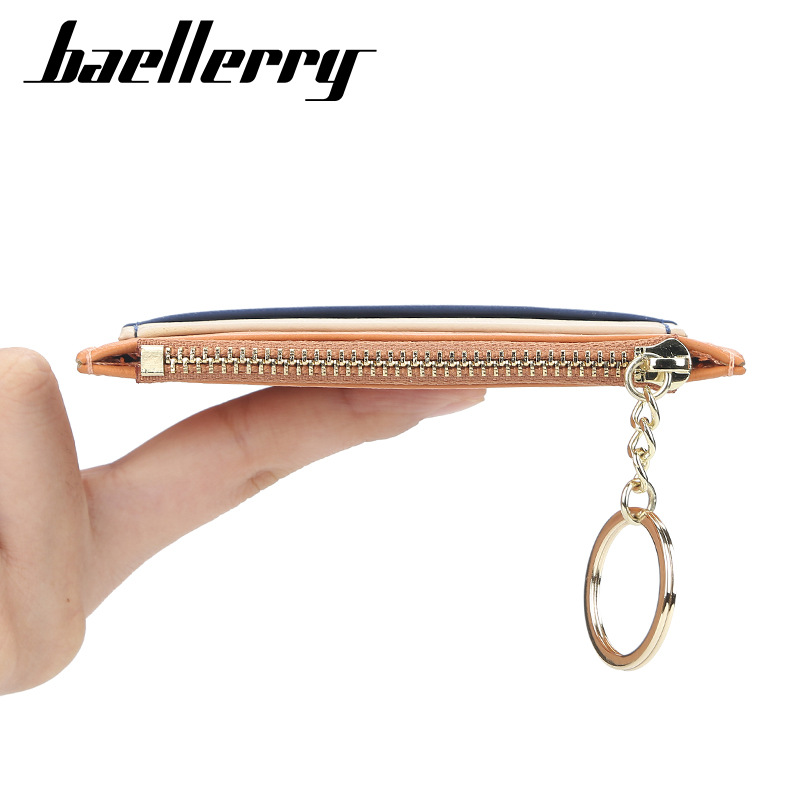 Baellerry – porte-cartes pour femmes, version coréenne, épissage en PU, fente multi-cartes, fermeture éclair, porte-cartes, porte-monnaie compact à la mode_voghion.com