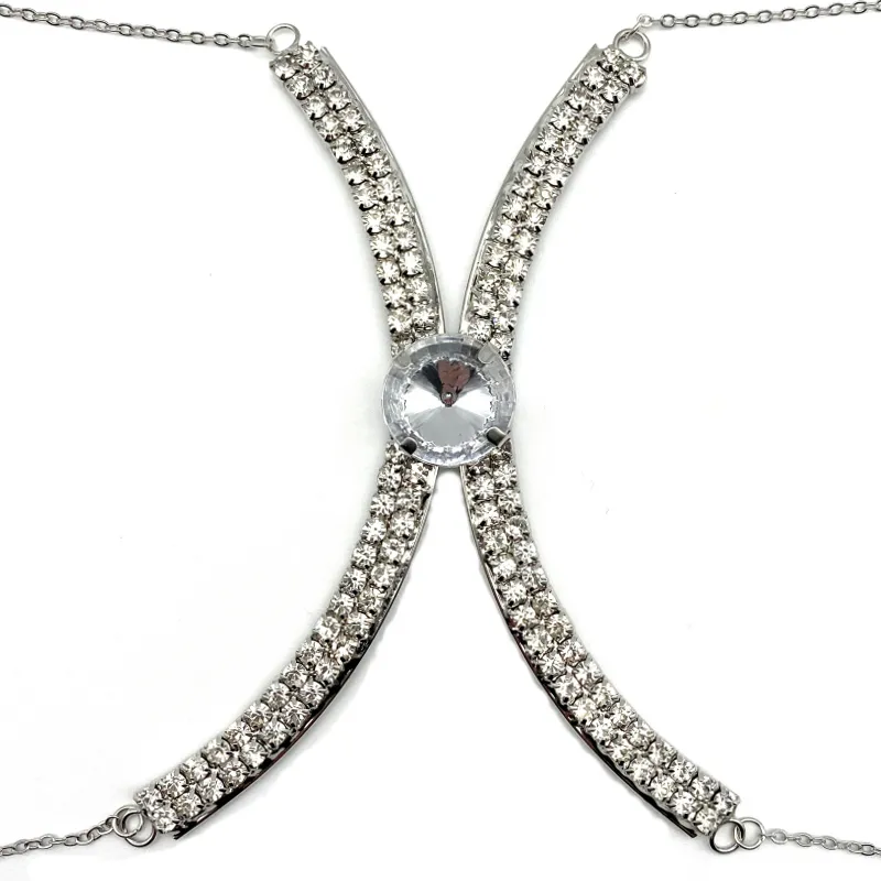 Cadena corporal de strass con cristales verdes para mujer_voghion.com