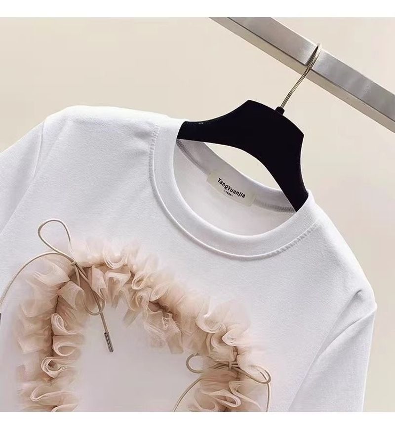Ensemble deux pièces haut à manches courtes et jupe en jean fendue pour femme_voghion.com