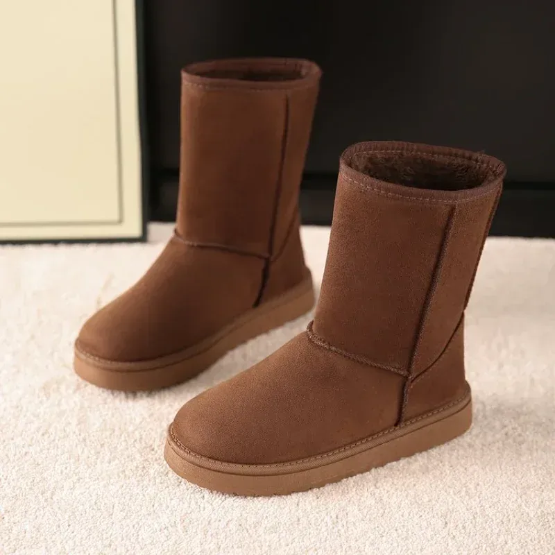 Shoes on Sale High Quality Winter Slip-on Mid-calf Women Fashion Solid Casual Snow Large Size Platform Boots_voghion.com