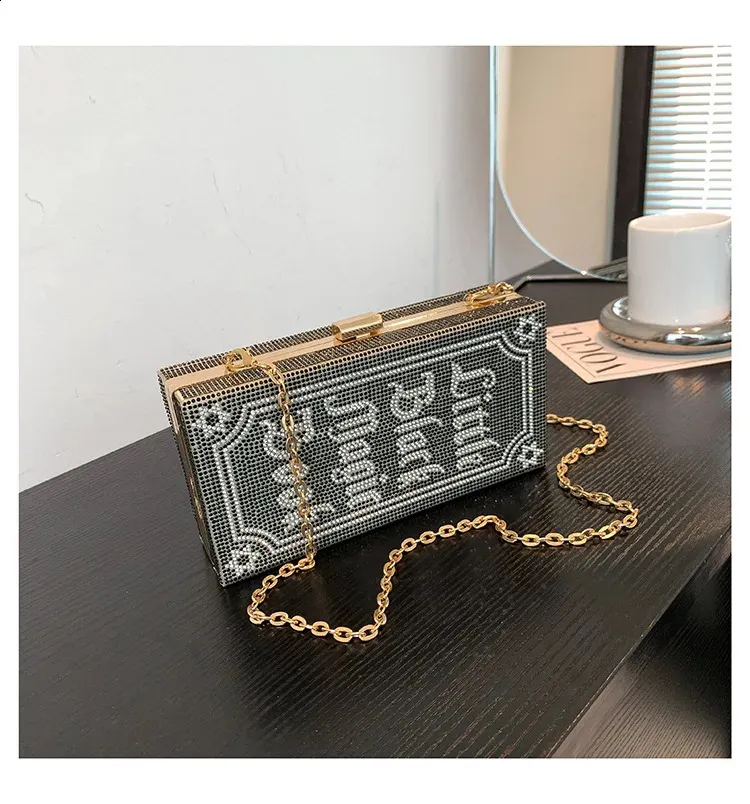 Geantă de mână Dia pentru cină, petrecere, nuntă, clip, seară, lanțuri, geantă de umăr crossbody cu paiete, Clutch 240830_voghion.com