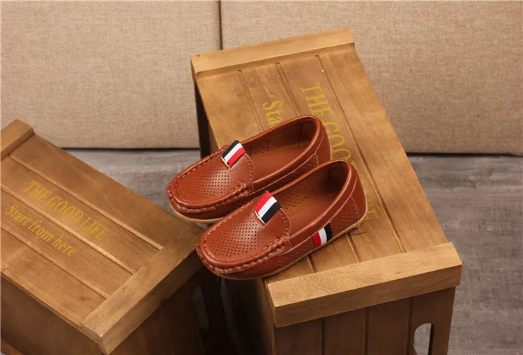 Kinder PU Leder Jugend Casual Style Weiche Bequeme Halbschuhe Schlupfschuhe Kleinkinder Schuhe Größe 21 - 36_voghion.com