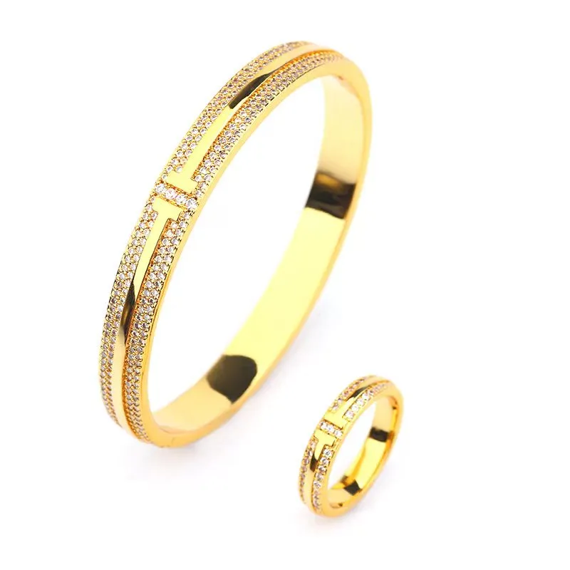 Gold Bangle Bracelet With Charm Design For Women And Men_voghion.com